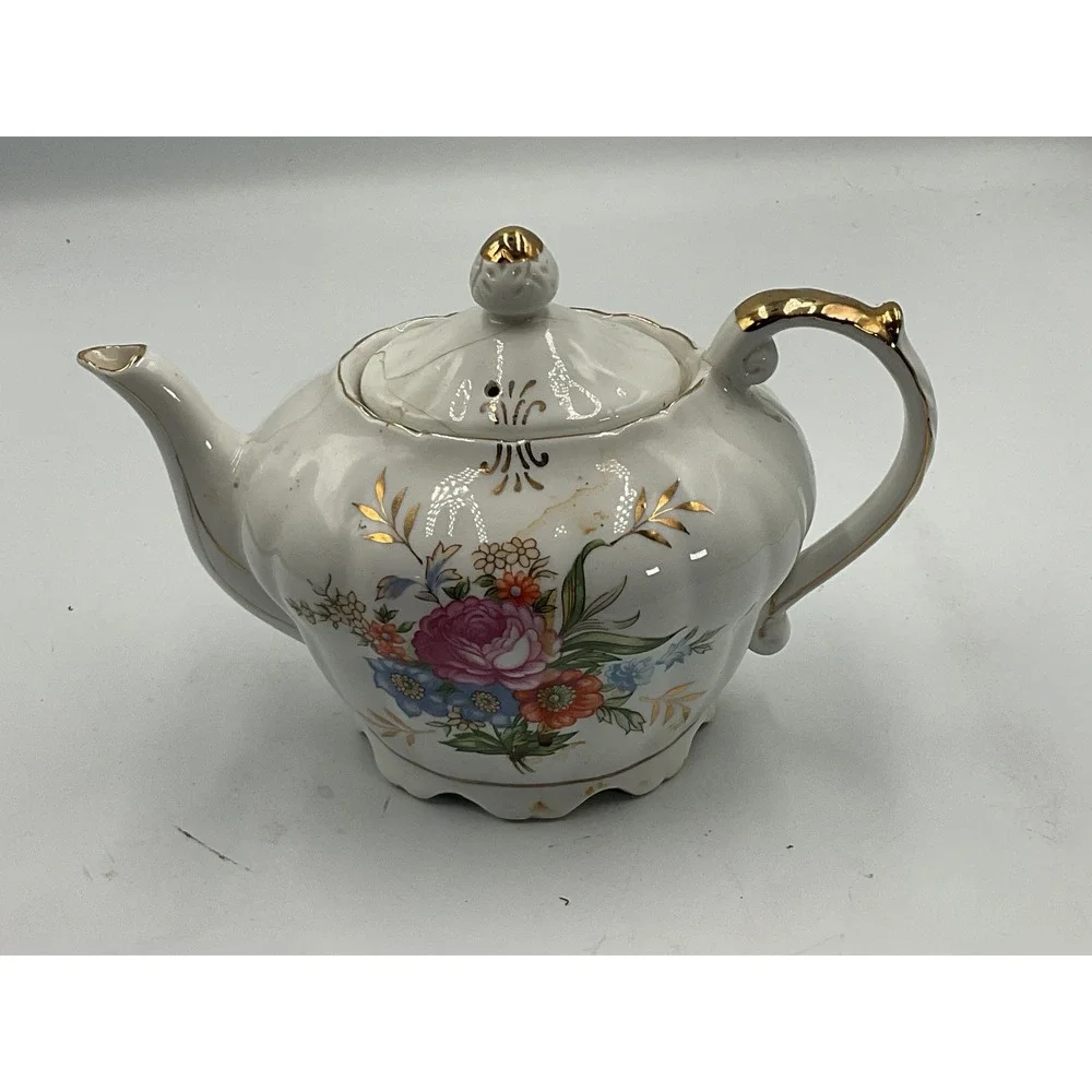 Vintage Porcelain‎ Teapot with Music Box - Floral Design